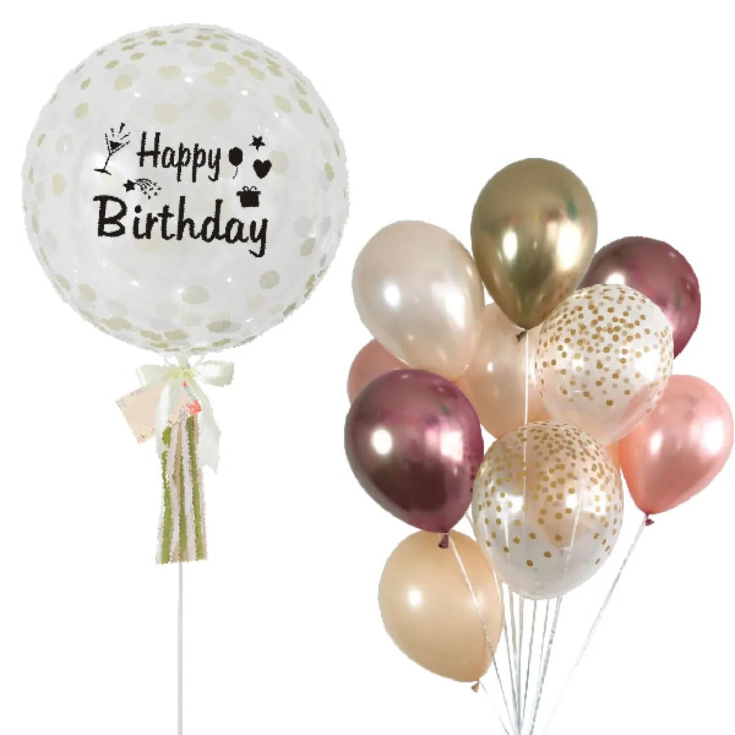 Bday Balloon With Confetti And Latex Balloons