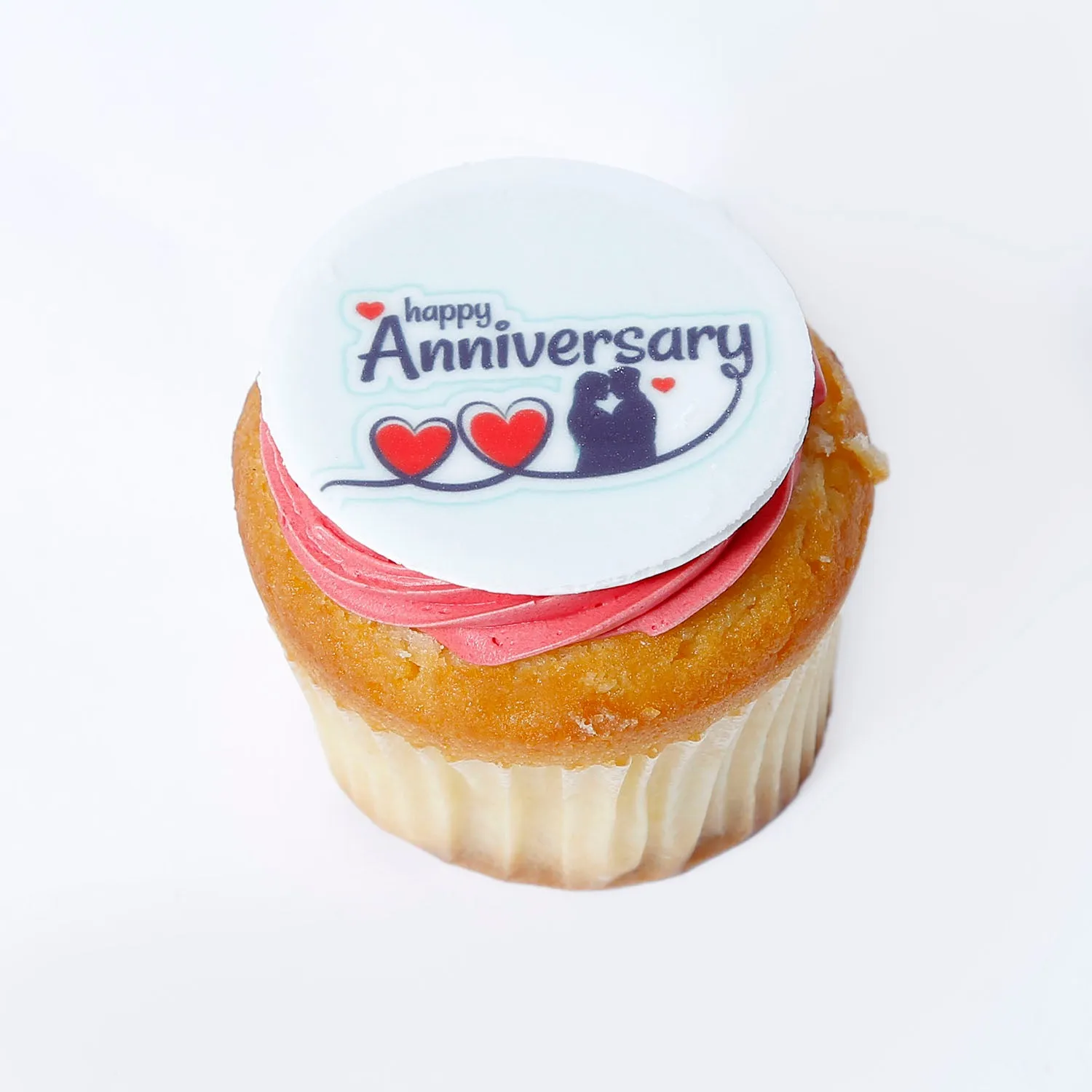 Delicious Vanilla Happy Anniversary Cupcakes - Set of 6