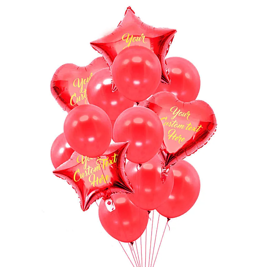 Sweet Star & Heart Shaped Customized Text Red Balloons