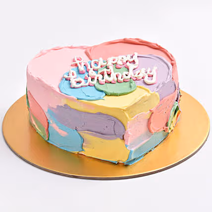 Rainbow Love Heart-Shaped Chocolate Birthday Cake