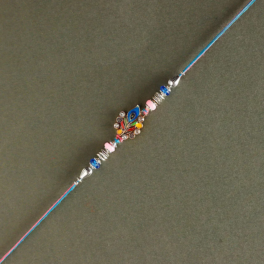 Sneh Blue Peacock Rakhi & Kaju Katli