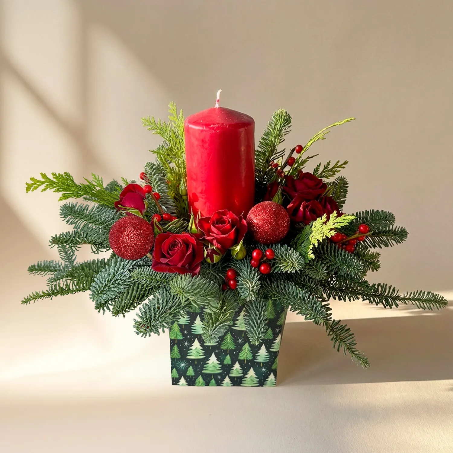Festive Flame Christmas Vase Arrangement