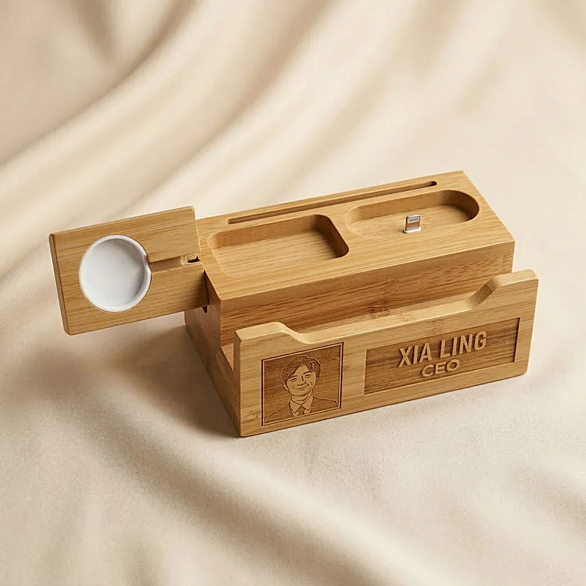 Personalised Bamboo Multi Device Charging Station