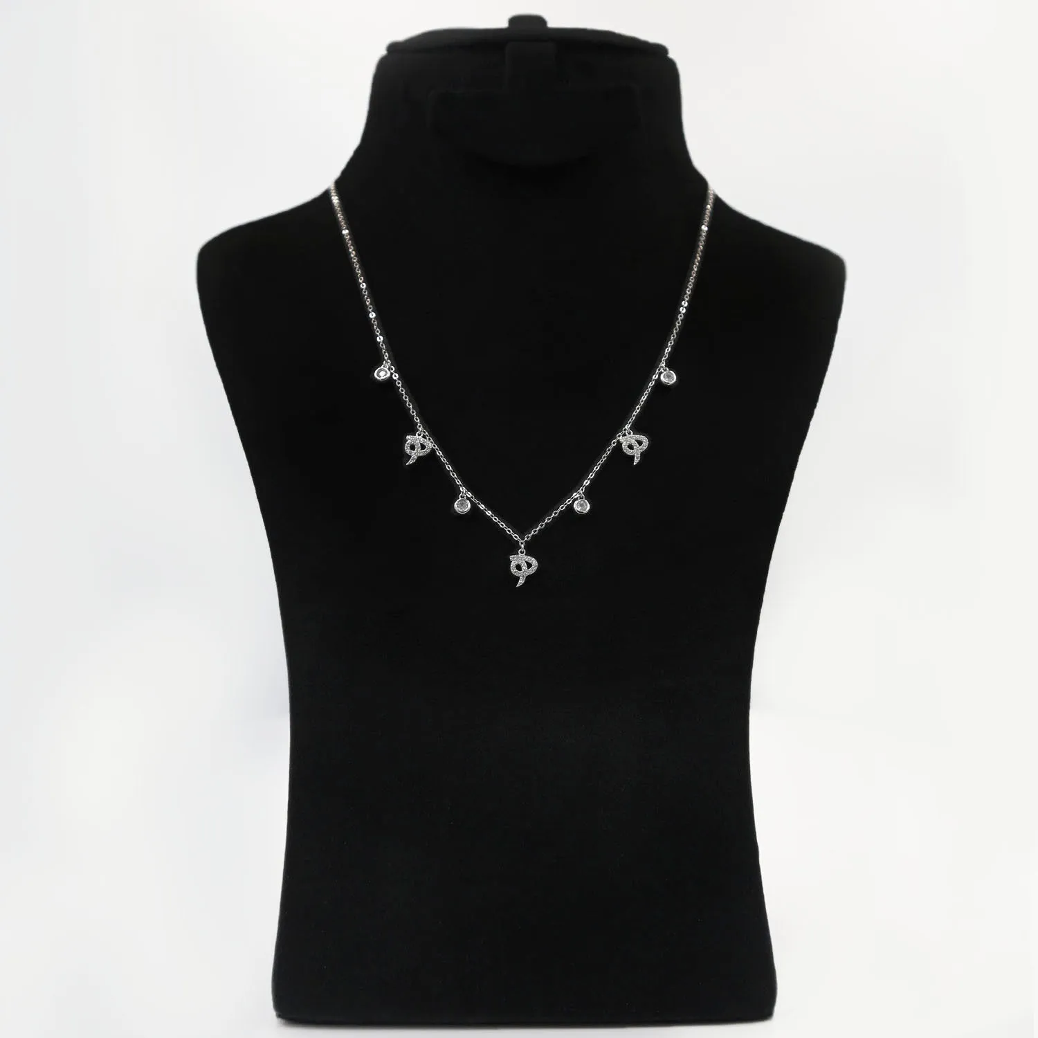 Elegant Sterling Silver Necklace with Arabic Letter ه and Crystal Accents