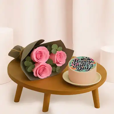Sister Day Cake n Flower Bouquet
