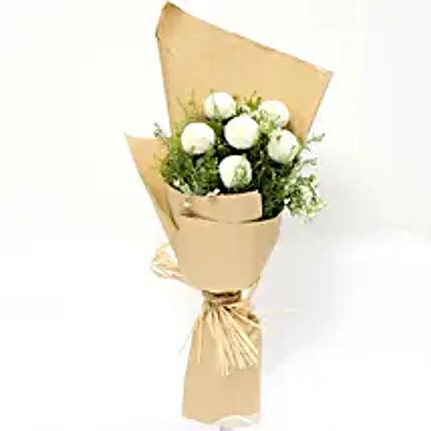 Bouquet of 6 White Ball Mums Add