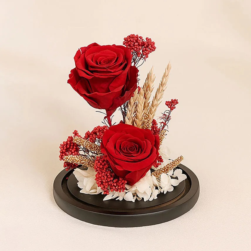Dual Red Forever Roses in Dome