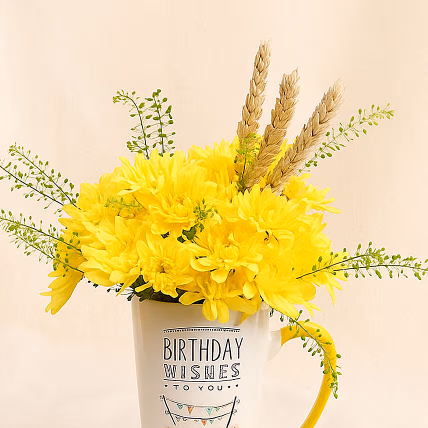 Yellow Chrysanthemum Flower Birthday Mug