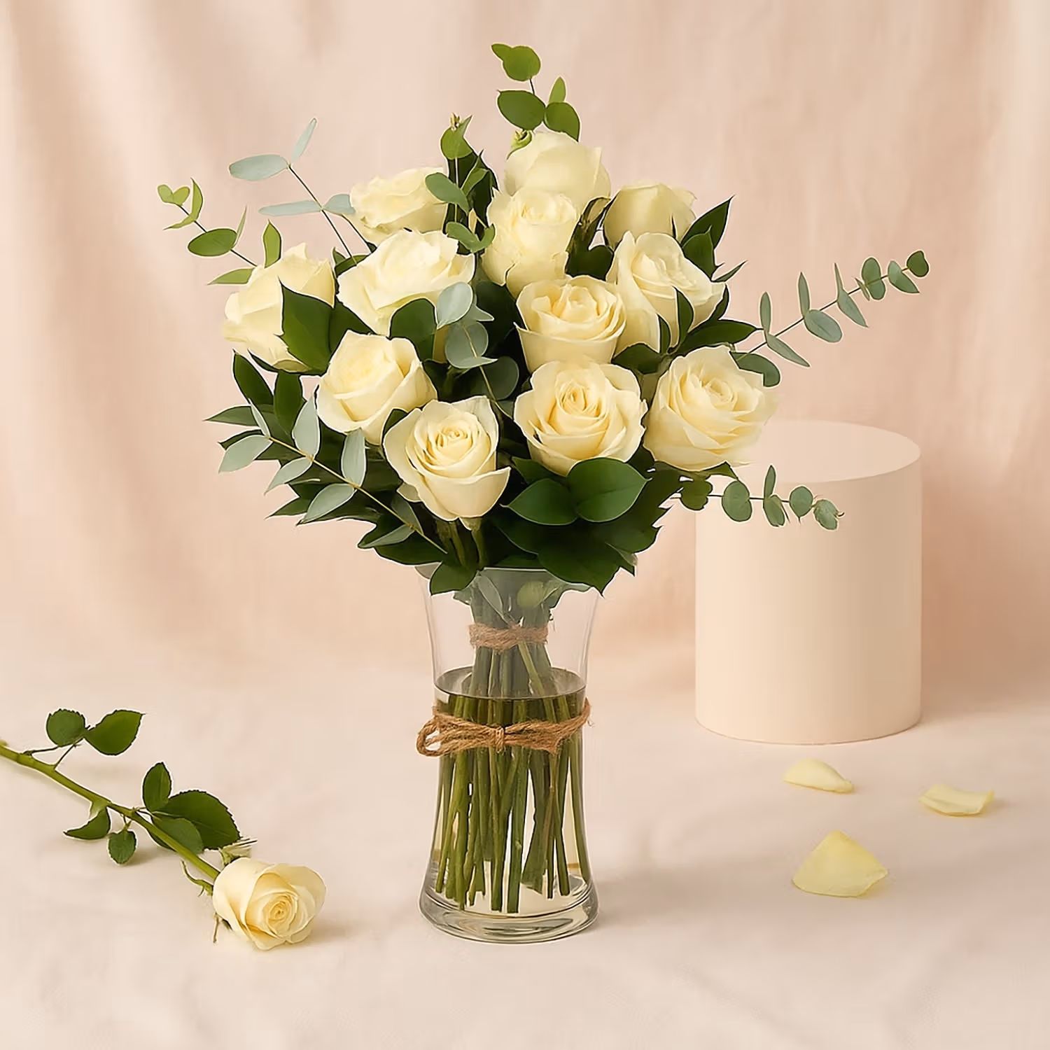 Vase Of Elegant White Roses