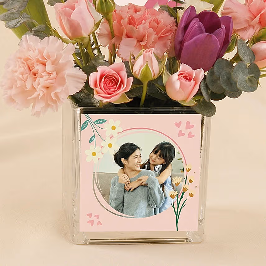 Personalised Flower Vase Arrangement for Mom