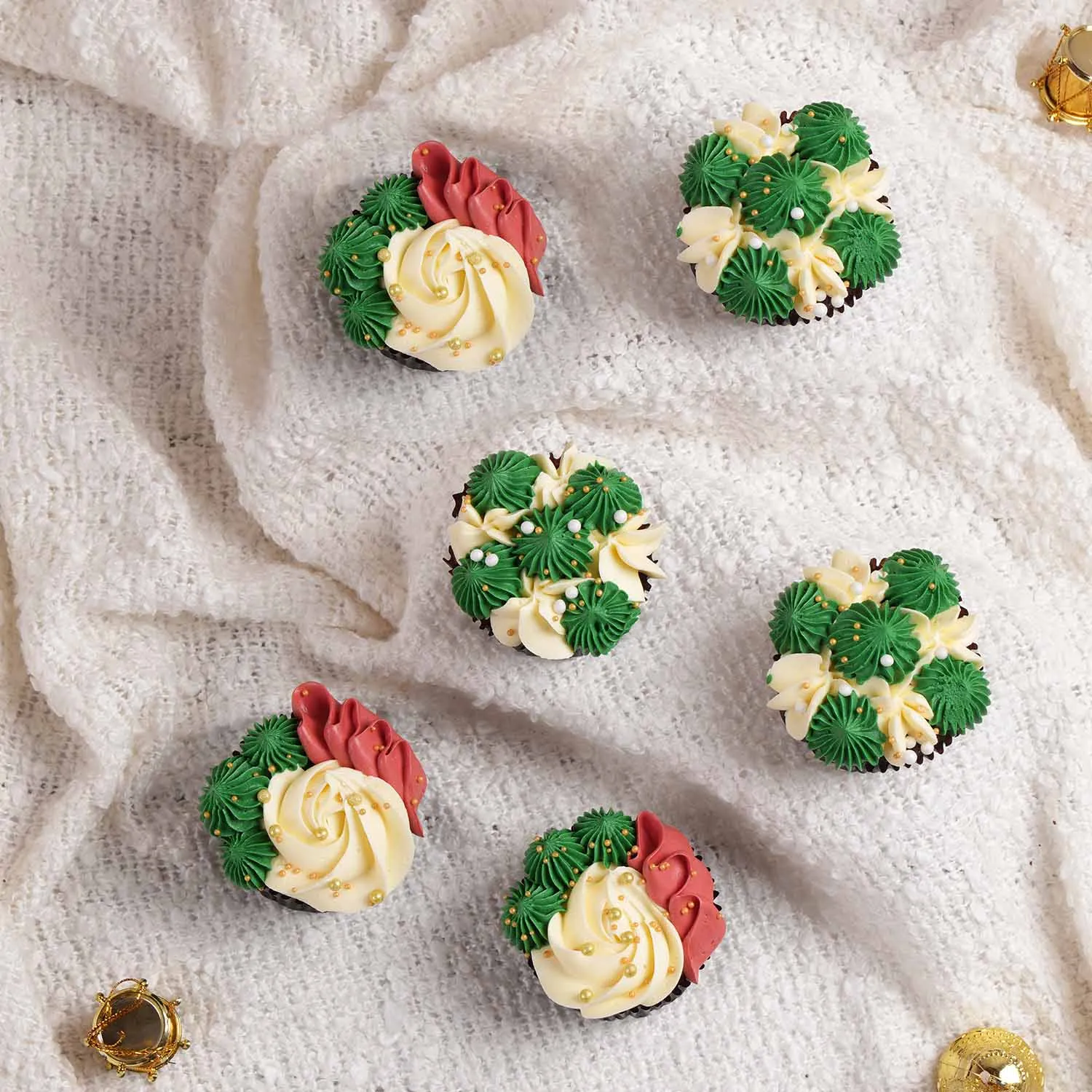 Festive Christmas Joy Chocolate Cupcakes - 6 Delightful Treats
