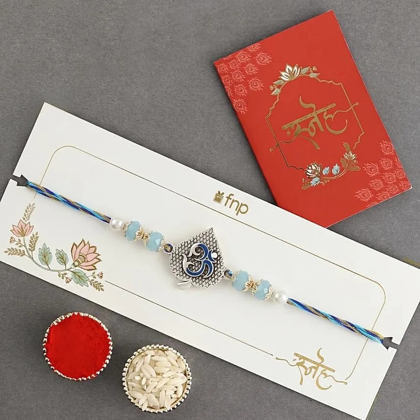 Blue Serenity Om Rakhi with Almonds
