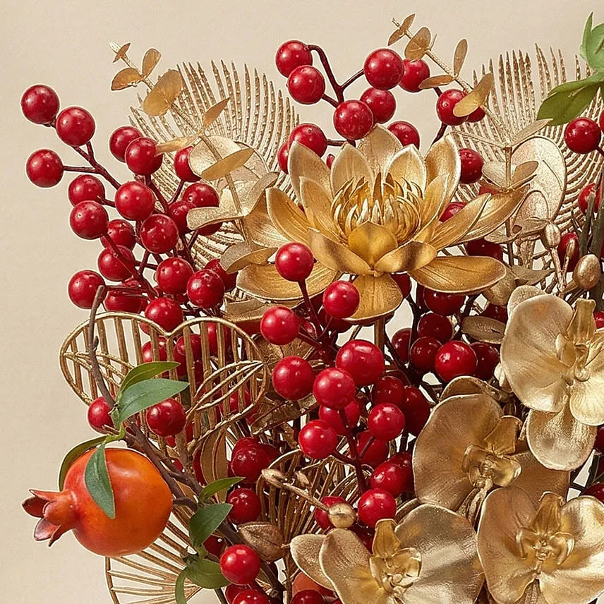 CNY Artificial Arrangment in Red Pot