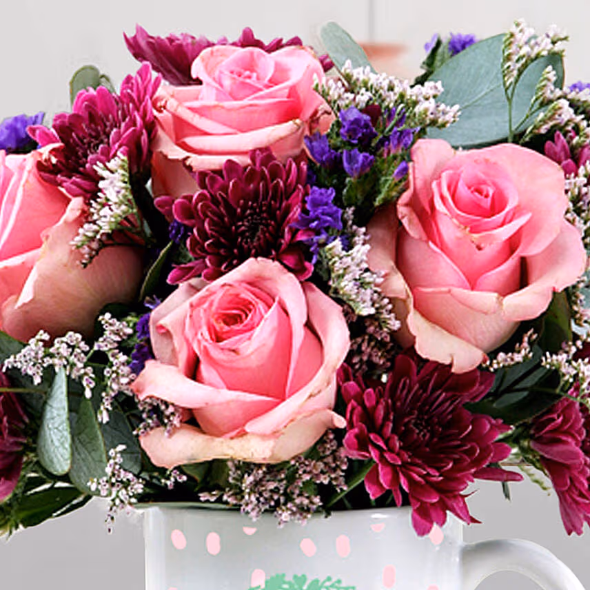 Lovely Mixed Flowers In Birthday Mug