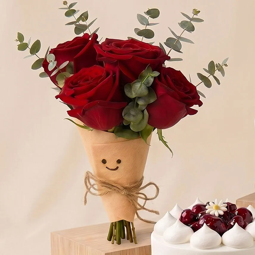 Jellycat Gift set with Bouquet, Brown Mug and Cake