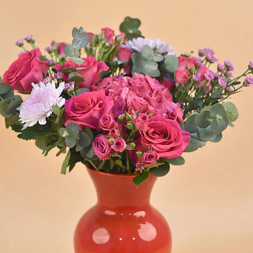Charming Blooms Red Oval Vase