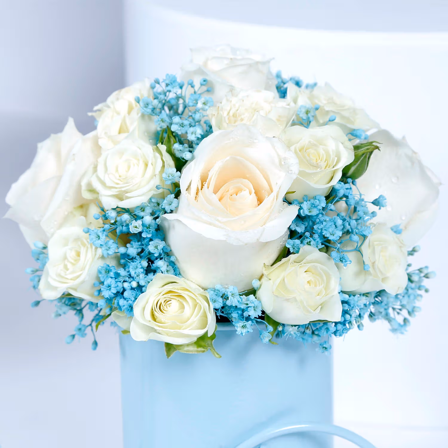Charming White Roses Bicycle Floral Arrangement