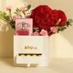 Enchanting Heart of Roses with Versace Bright Crystal and Chocolates