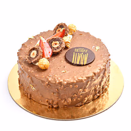 Luxurious Golden Rocher Birthday Cake - Perfect Chocolate Indulgence