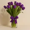 Exquisite Purple Tulips in Elegant Glass Vase - 10 Stems