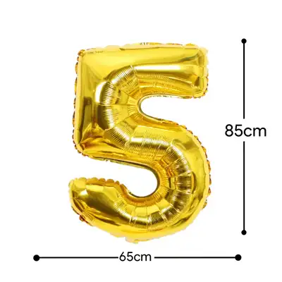 Large Gold Foil Number 5 Balloon - 85cm