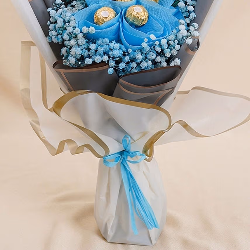 Blue Roses and Rochers Bouquet