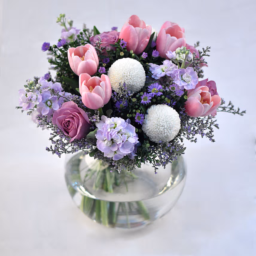 Blissful Flowers Fish Bowl Vase