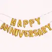 Golden Happy Anniversary Balloon Banner