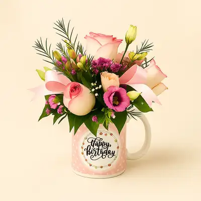 Birthday Flower Mug Gift Set - Mug