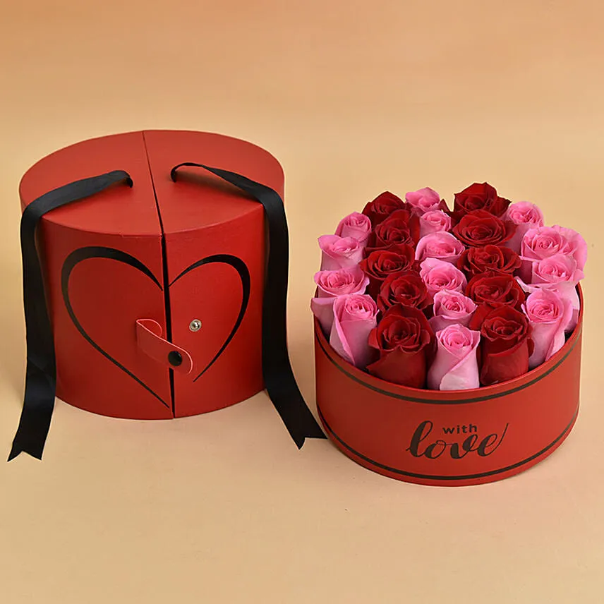 Roses Love Box For Valentine With Fairy Cream Cake