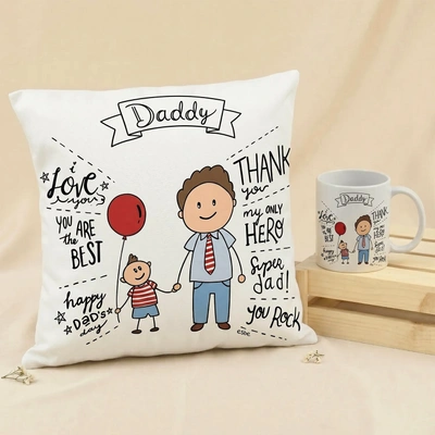 Father's Day Deluxe Gift Combo: Cushion & Mug Set