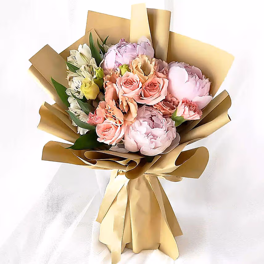 Pink Elegance Mix Flower Bouquet With Card