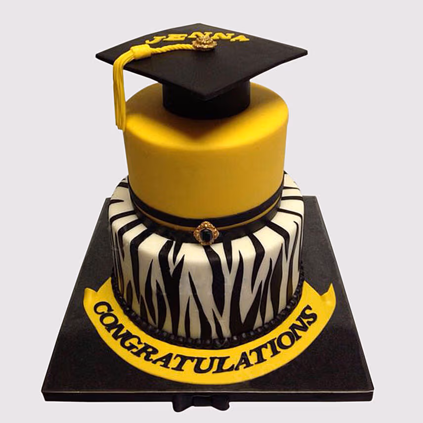 Black and Yellow Graduation Truffle Cake