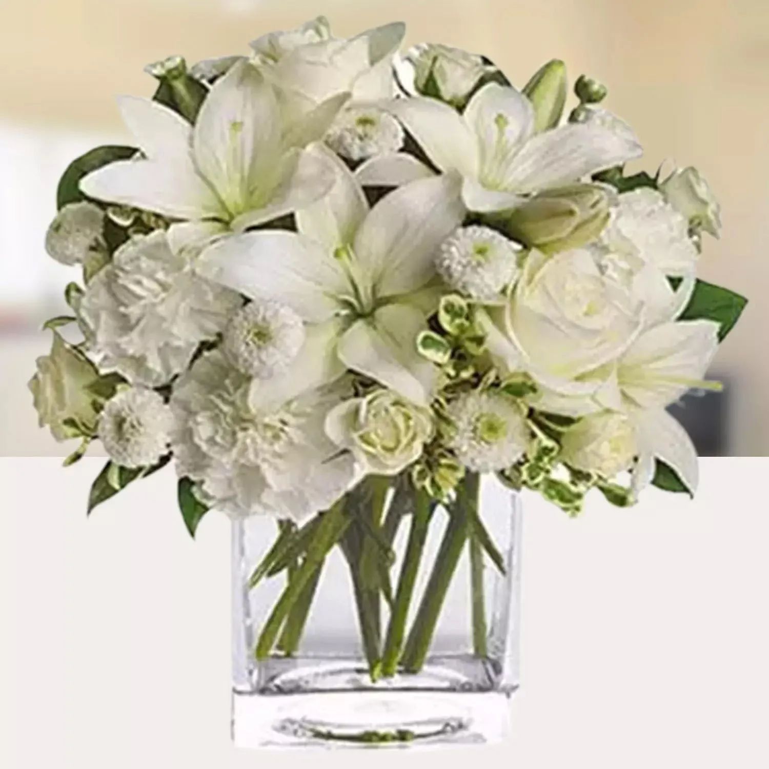 Serene White Flower Vase & Fudge Cake