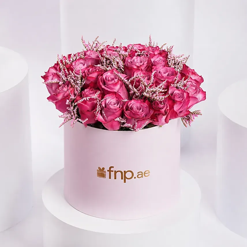 Luxury Purple Roses In A Box