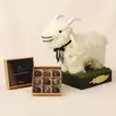 Eid White Floral Goat Arrangement With Chocolate Box