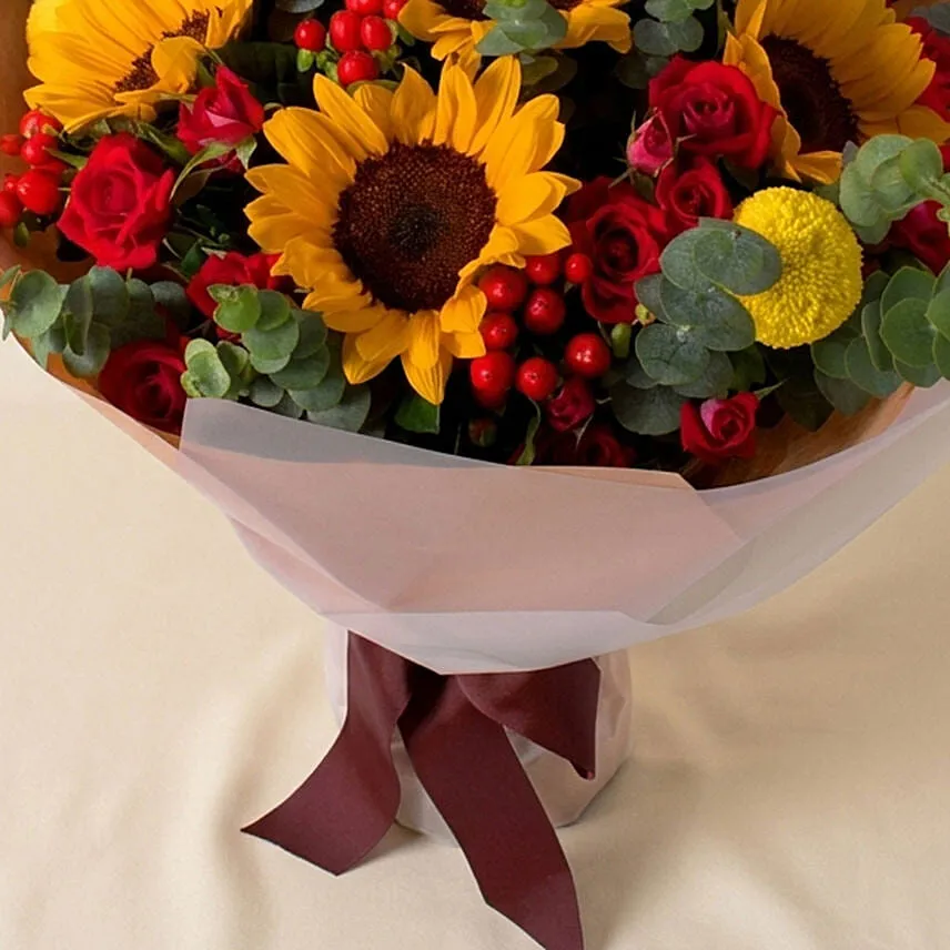 Yellow and Red Floral Energy Bouquet