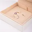 Amethyst Radiance: Exquisite White Gold Ring with SI Clarity Diamonds