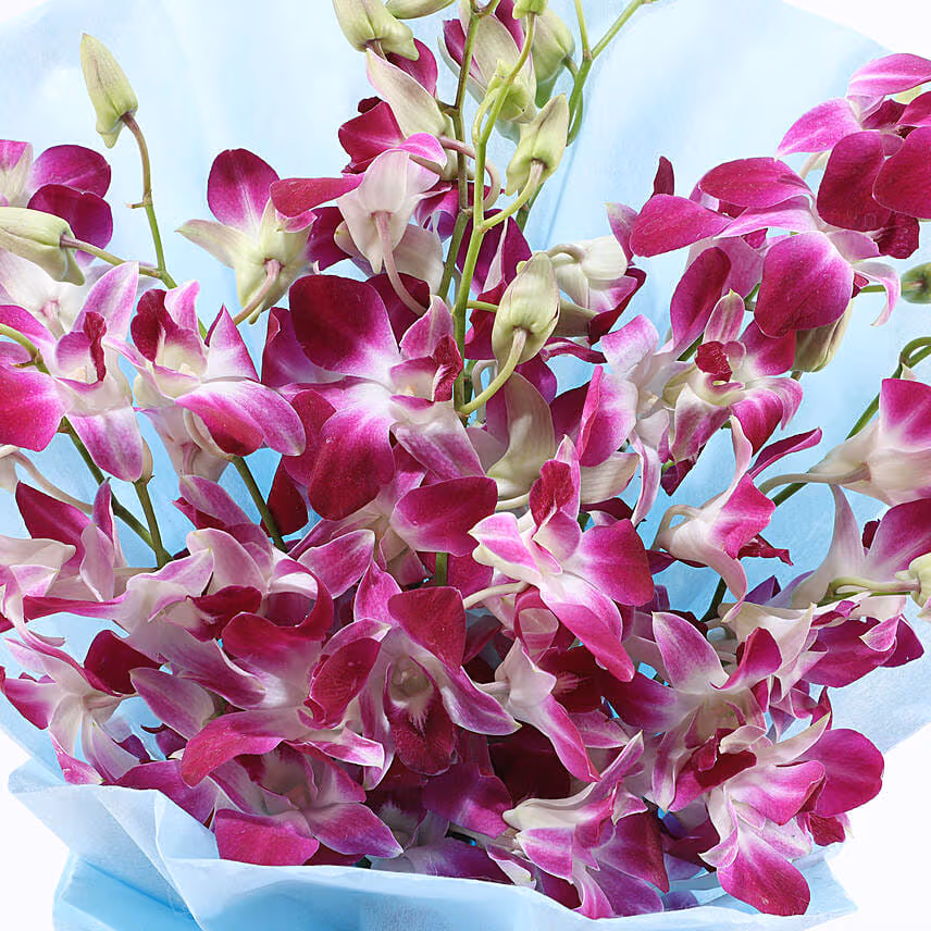 Purple Orchids With Chocolate Cake