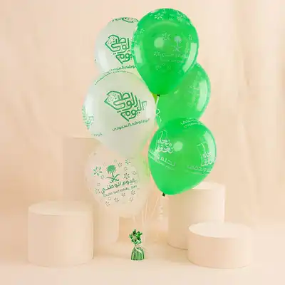 بالونات اليوم الوطني بالوان العلم السعودي