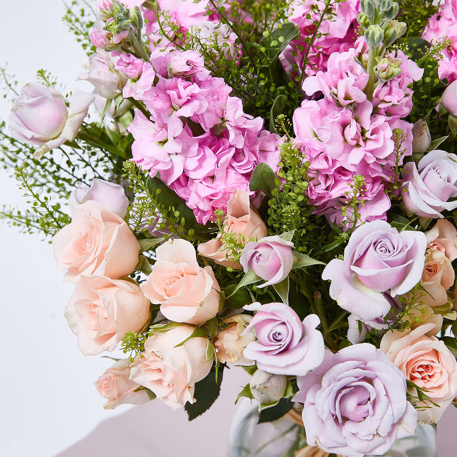 Elegant Pastel Floral Arrangement in Glass Vase