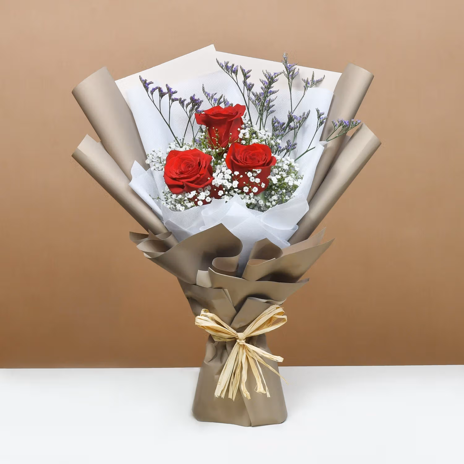 Elegant Blush Bouquet with Red Velvet Delight