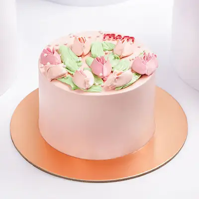 Moms Love Tulips: Elegant Red Velvet Cake Delight