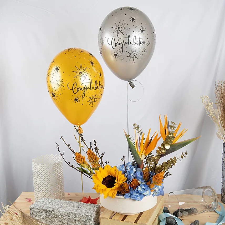 Congratulations Flowers and balloons Combo