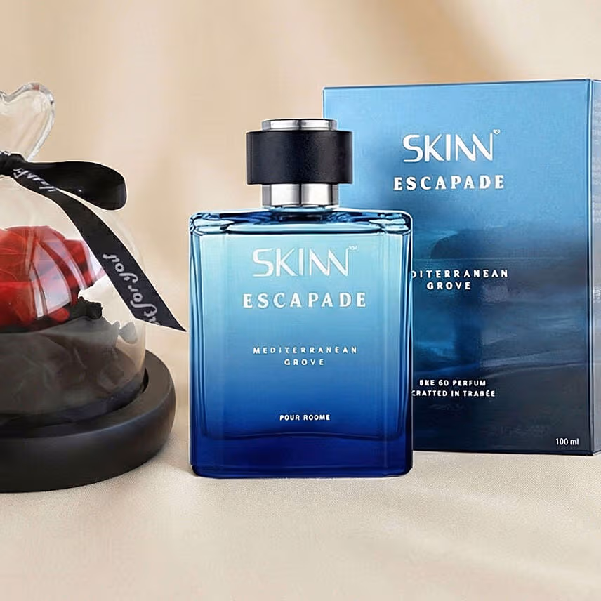 Valentine's Day Forever Red Rose n Perfume Gift For Him