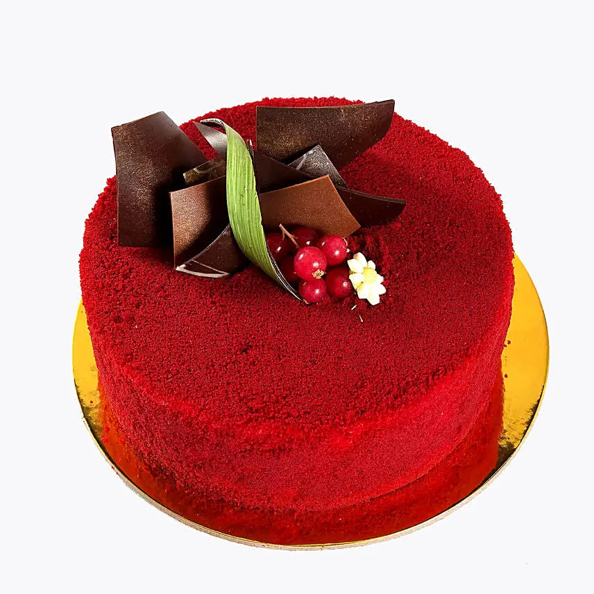 Pink And Red Roses With Red Velvet Cake