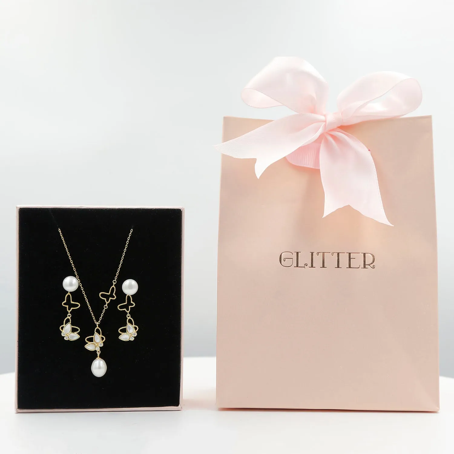 Butterfly Gold Plated Sterling Silver Set N Flower Bouquet