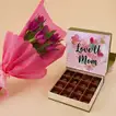 Purple Tulip Bouquet with Chocolate For Mom
