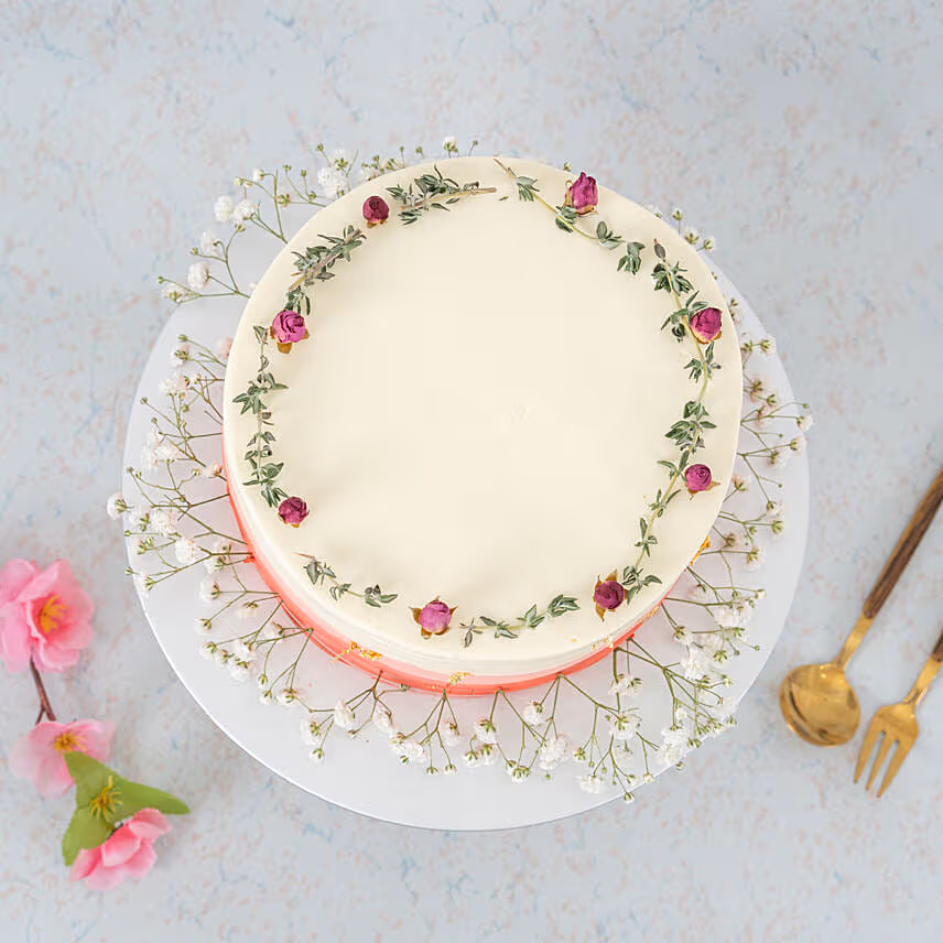 Ombre Pink Baby Breath Strawberry Cake 6 inch