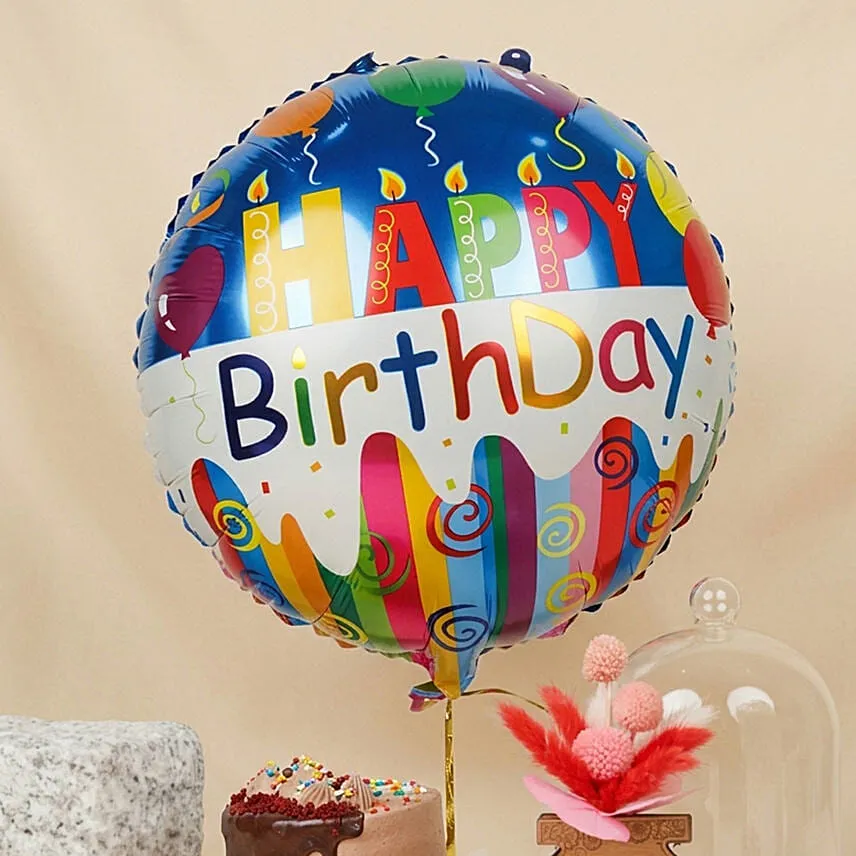 Birthday Chocolate Cake with Dried Flowers Dome